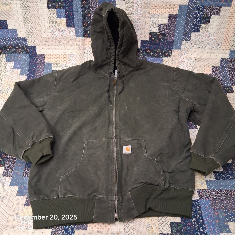Vintage Carhartt For Women WJ130 Mos Canvas Jacket Size 2XL Green Hooded